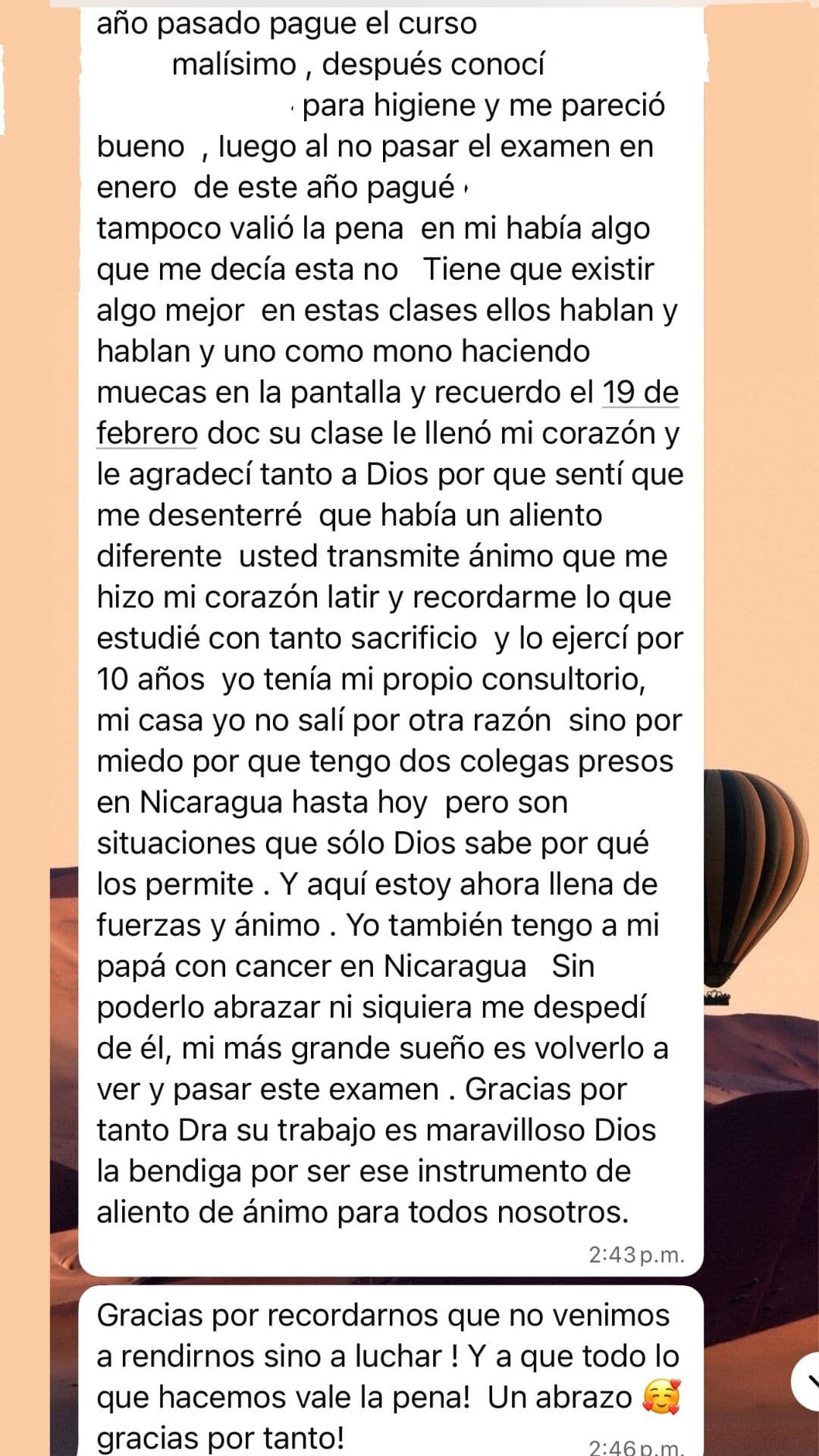 Comentario de una alumna de la comunidad (24 de 30)