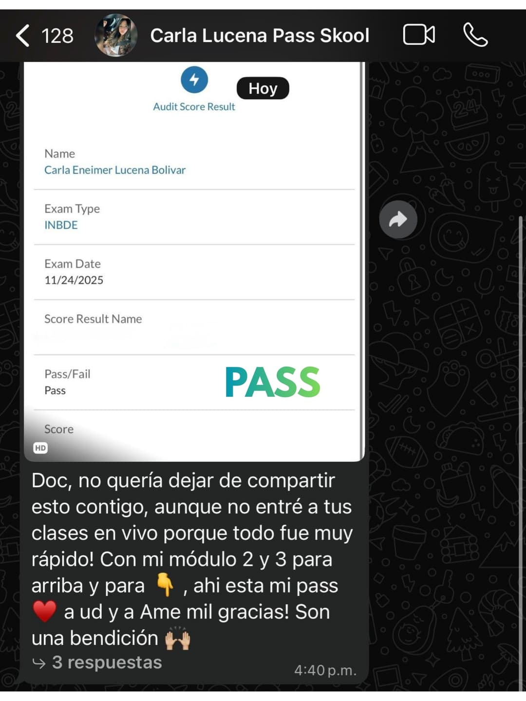 Comentario de una alumna de la comunidad (27 de 30)